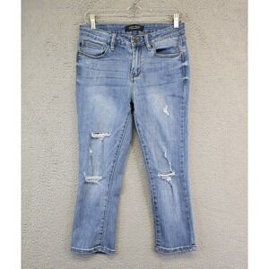 Judy Blue Capri Jeans Women's 28 Y2K Distressed Stretch Mid Rise Skinny‎ Light